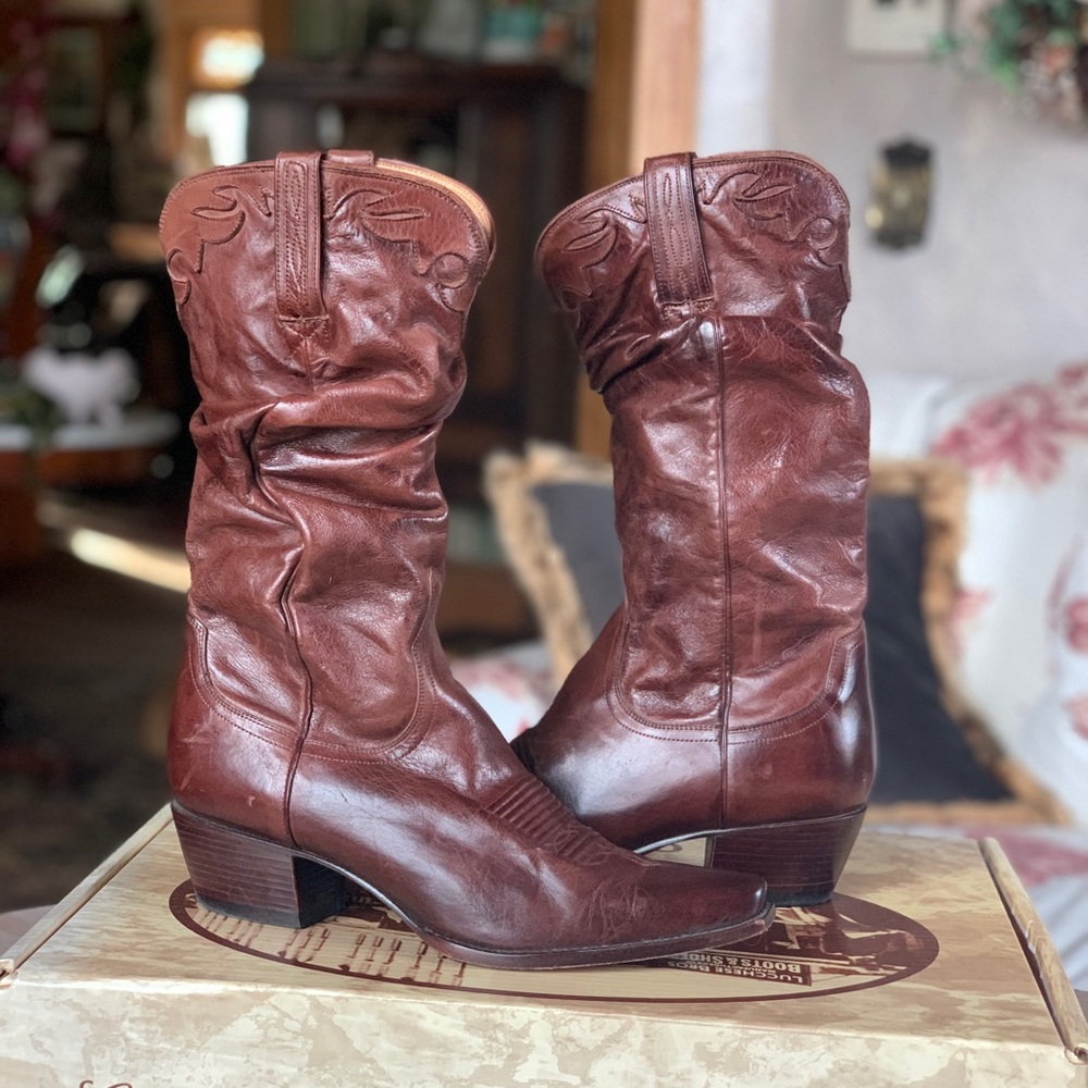 Lucchese Charlie 1 Horse Western Slouch Boots Size 9 1/2B